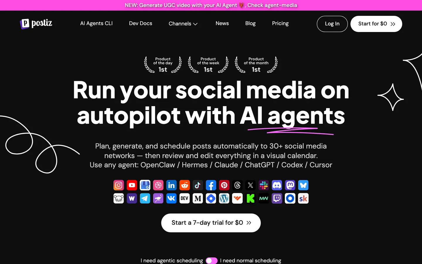 Postiz website screenshot