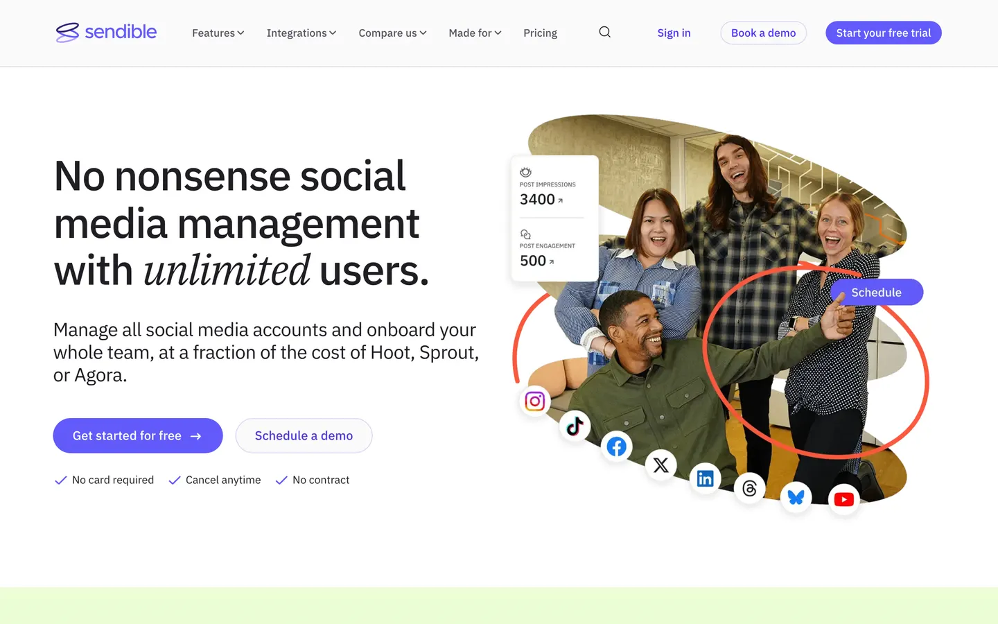 Sendible website screenshot