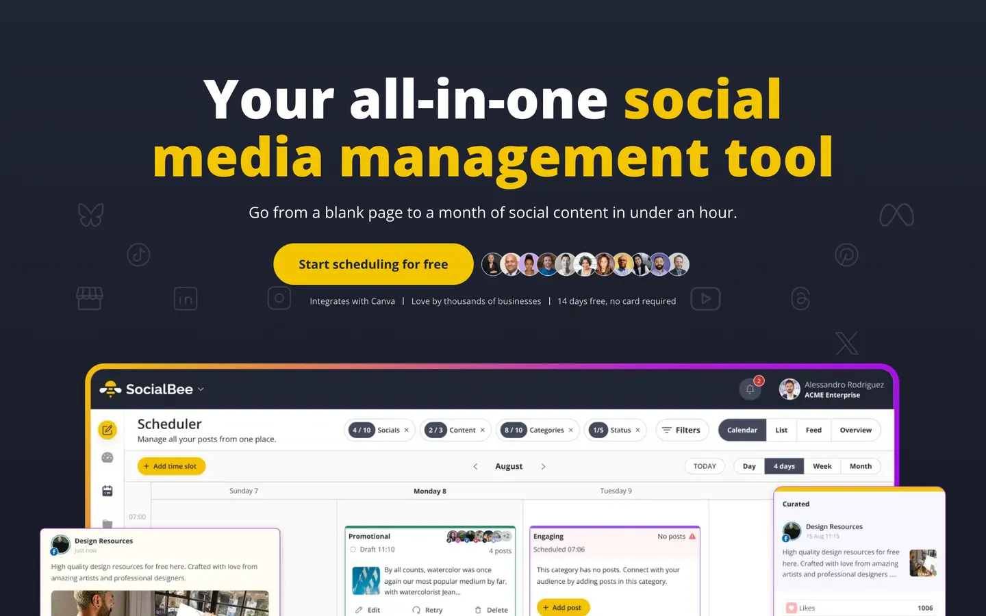 SocialBee website screenshot